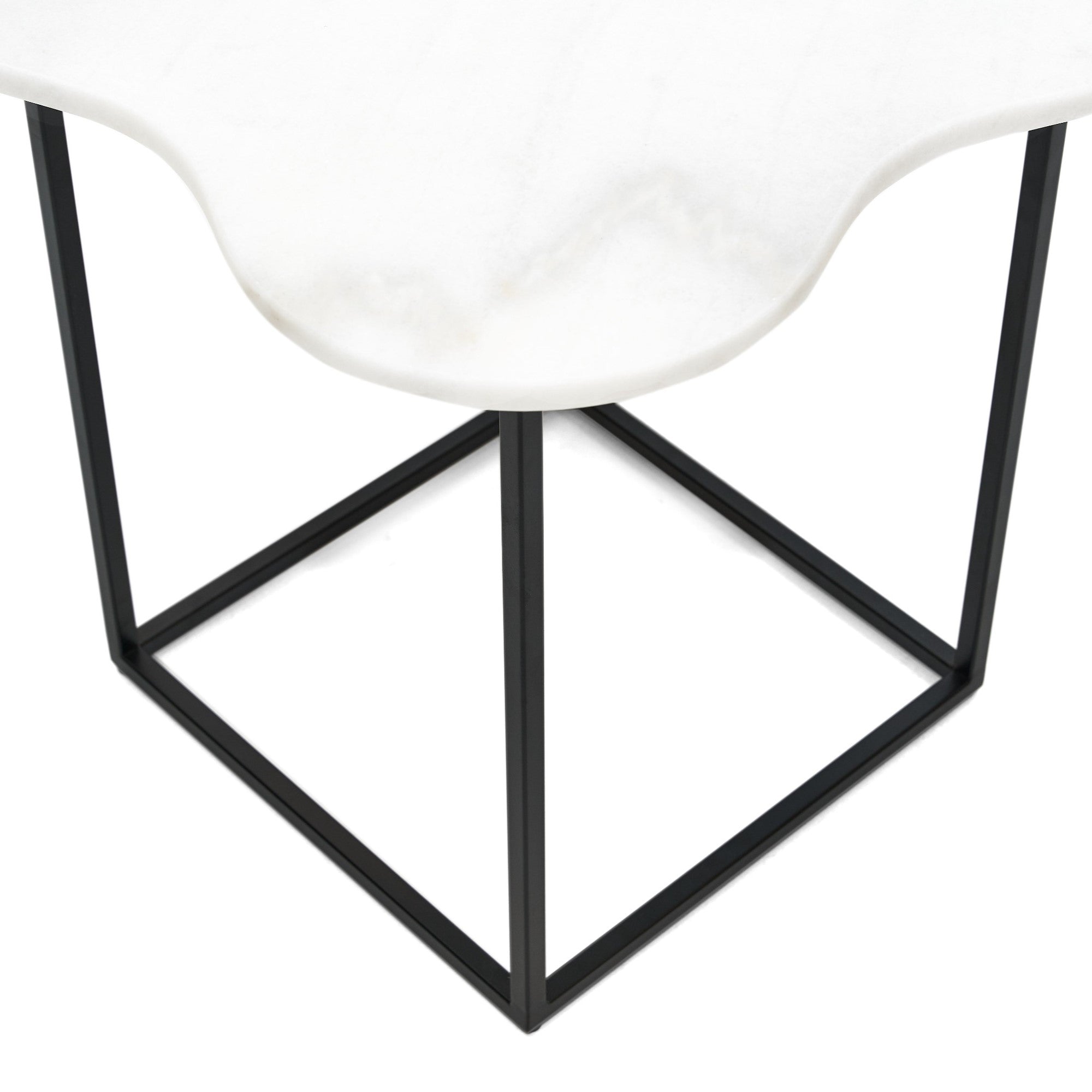 Aleidy - White Marble + Black Metal End Table