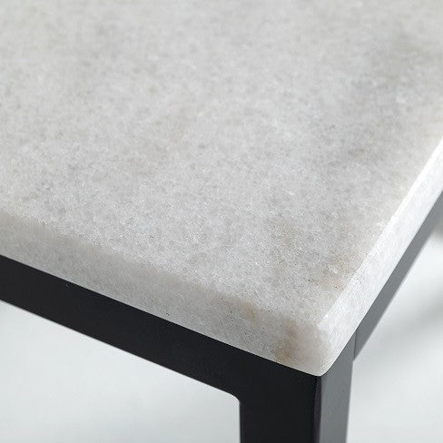 Baca - White Marble + Black Metal End Table