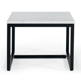Baca - White Marble + Black Metal End Table