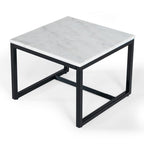Baca - White Marble + Black Metal End Table