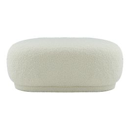 Kael - Contemporary White Sherpa Ottoman