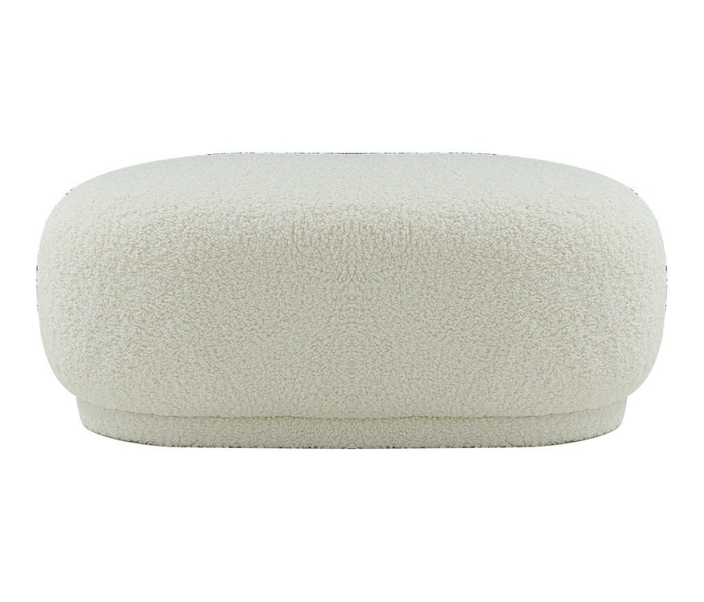 Kael - Contemporary White Sherpa Ottoman