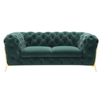 Quincey - Transitional Emerald Green Velvet Loveseat