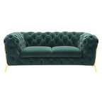 Quincey - Transitional Emerald Green Velvet Loveseat