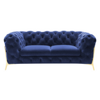 Quincey - Transitional Blue Velvet Loveseat
