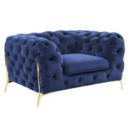 Quincey - Transitional Blue Velvet Chair