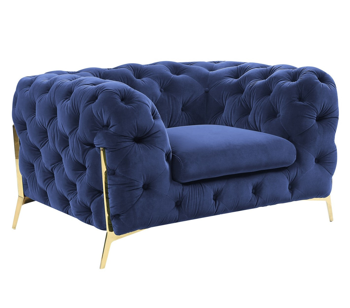 Quincey - Transitional Blue Velvet Chair
