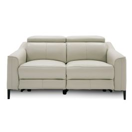 Eden - Modern Grey Leather Loveseat with 2 Recliners