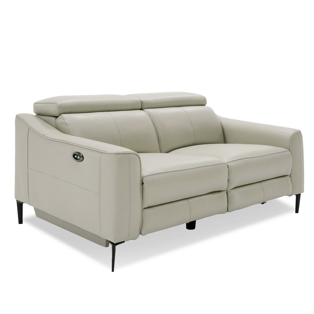 Eden - Modern Grey Leather Loveseat with 2 Recliners