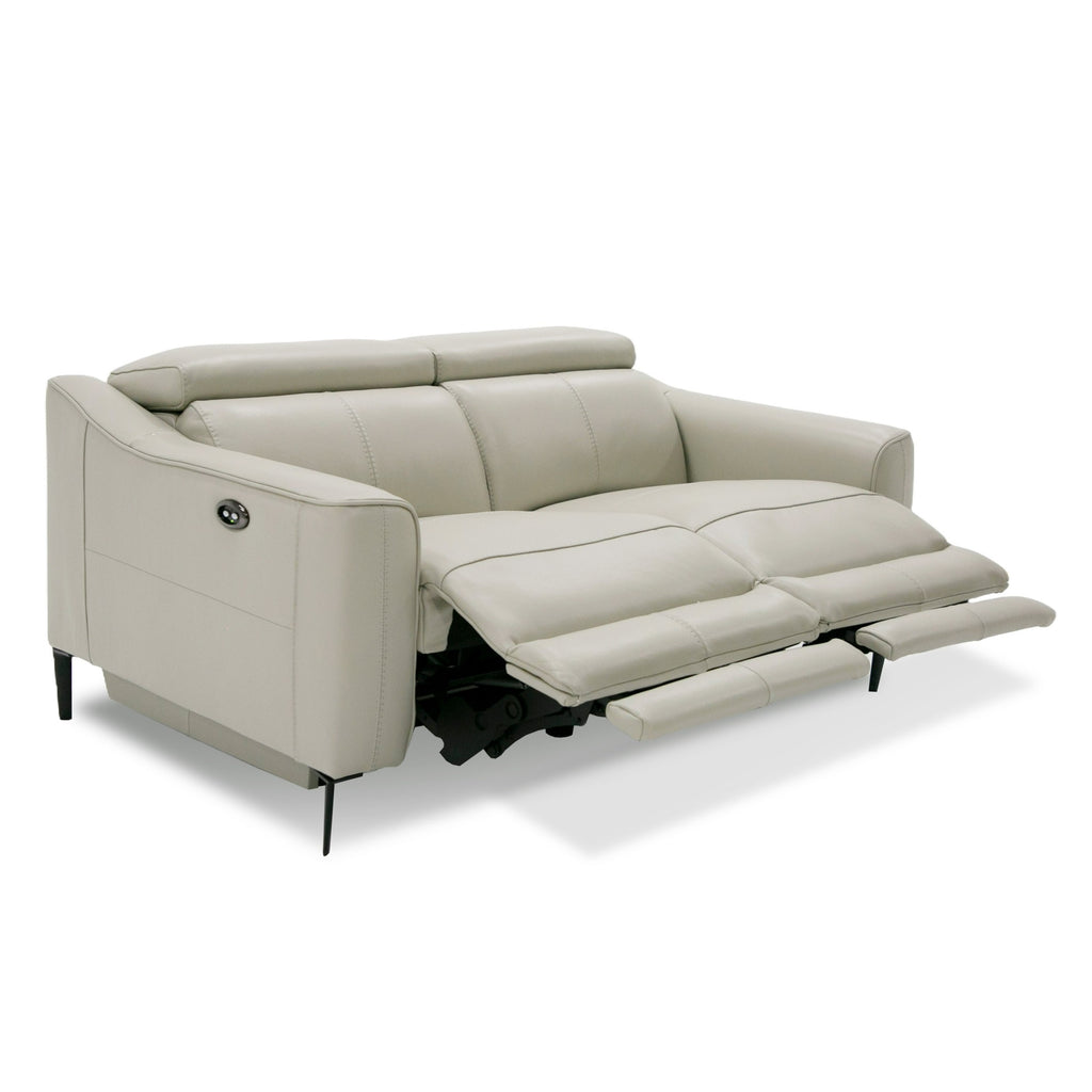 Eden - Modern Grey Leather Loveseat with 2 Recliners