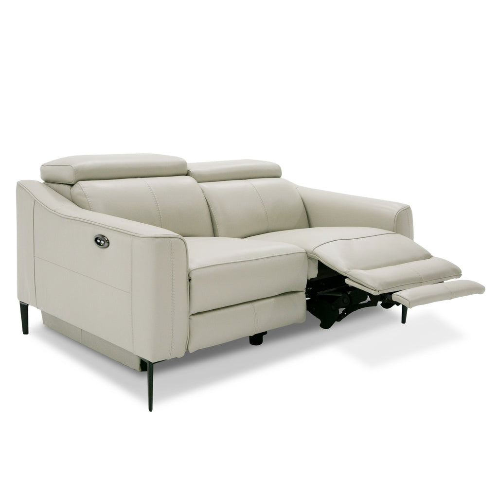 Eden - Modern Grey Leather Loveseat with 2 Recliners
