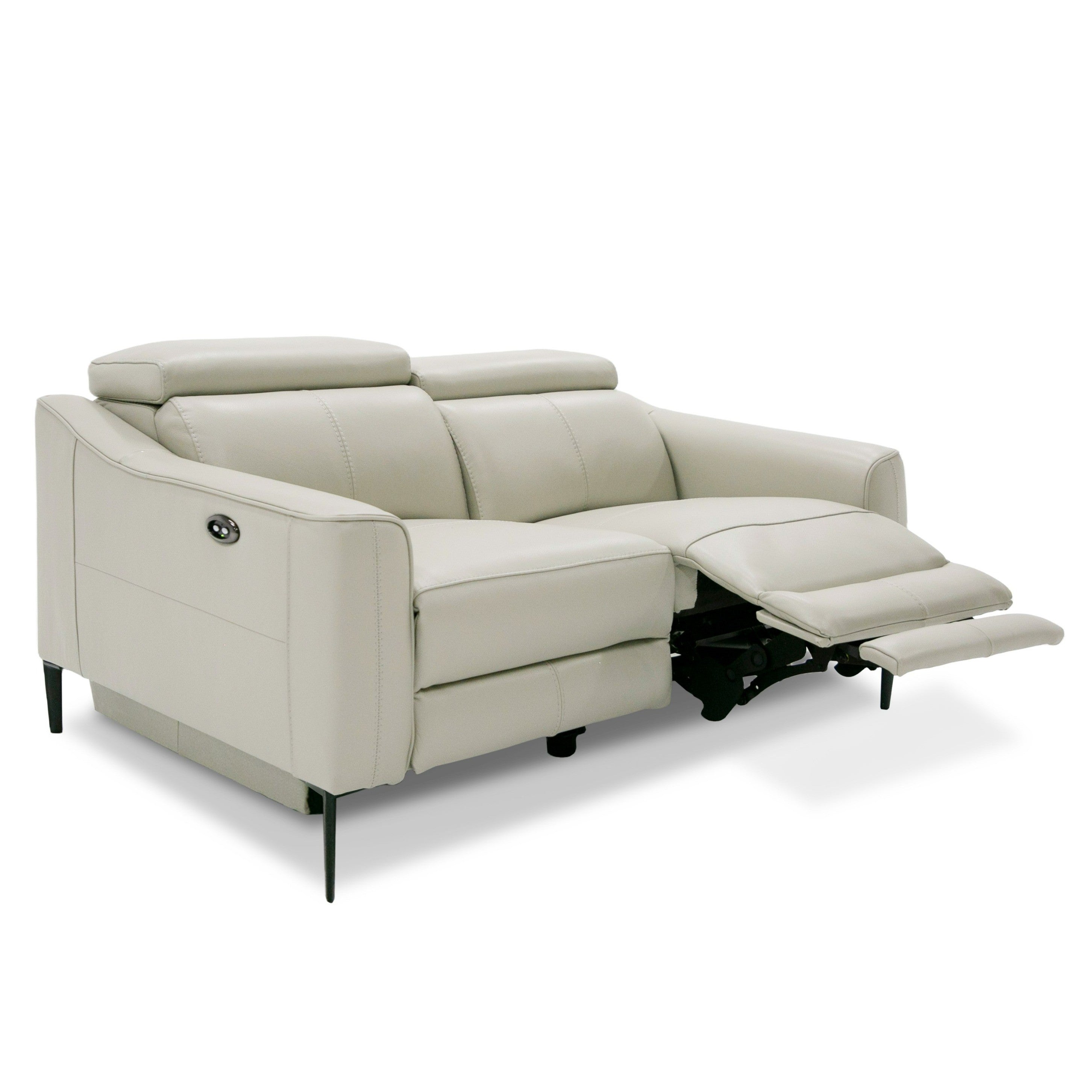 Eden - Modern Grey Leather Loveseat with 2 Recliners