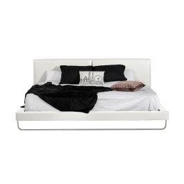 Queen Ramona Modern White Leatherette Bed