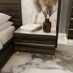 Velondra - Queen Modern Eucalypto + Marble Bed with Two Nightstands - Queen Modern Eucalypto + Marble Bed with Two Nightstands