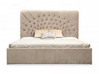 Moontide - Eastern King Glam Beige Velvet and Brushed Brass Bed - Eastern King Glam Beige Velvet and Brushed Brass Bed