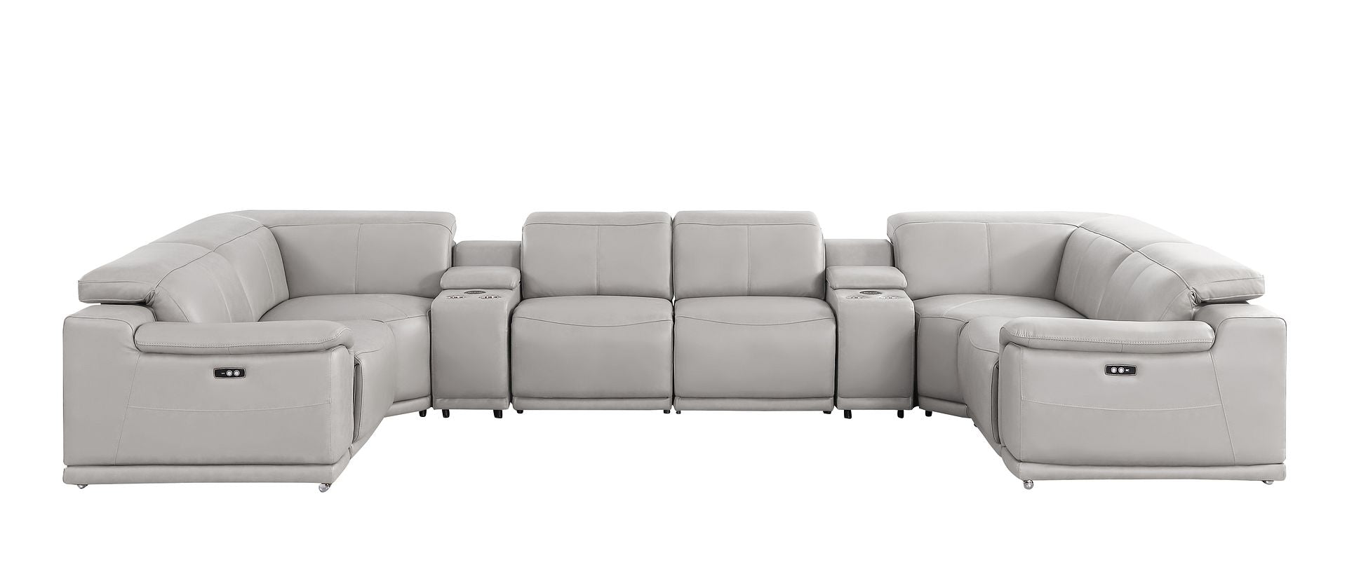 2679 8-Piece U-Shaped Power Reclining Sectional Sofa in Genuine Leather - 4 Recliners