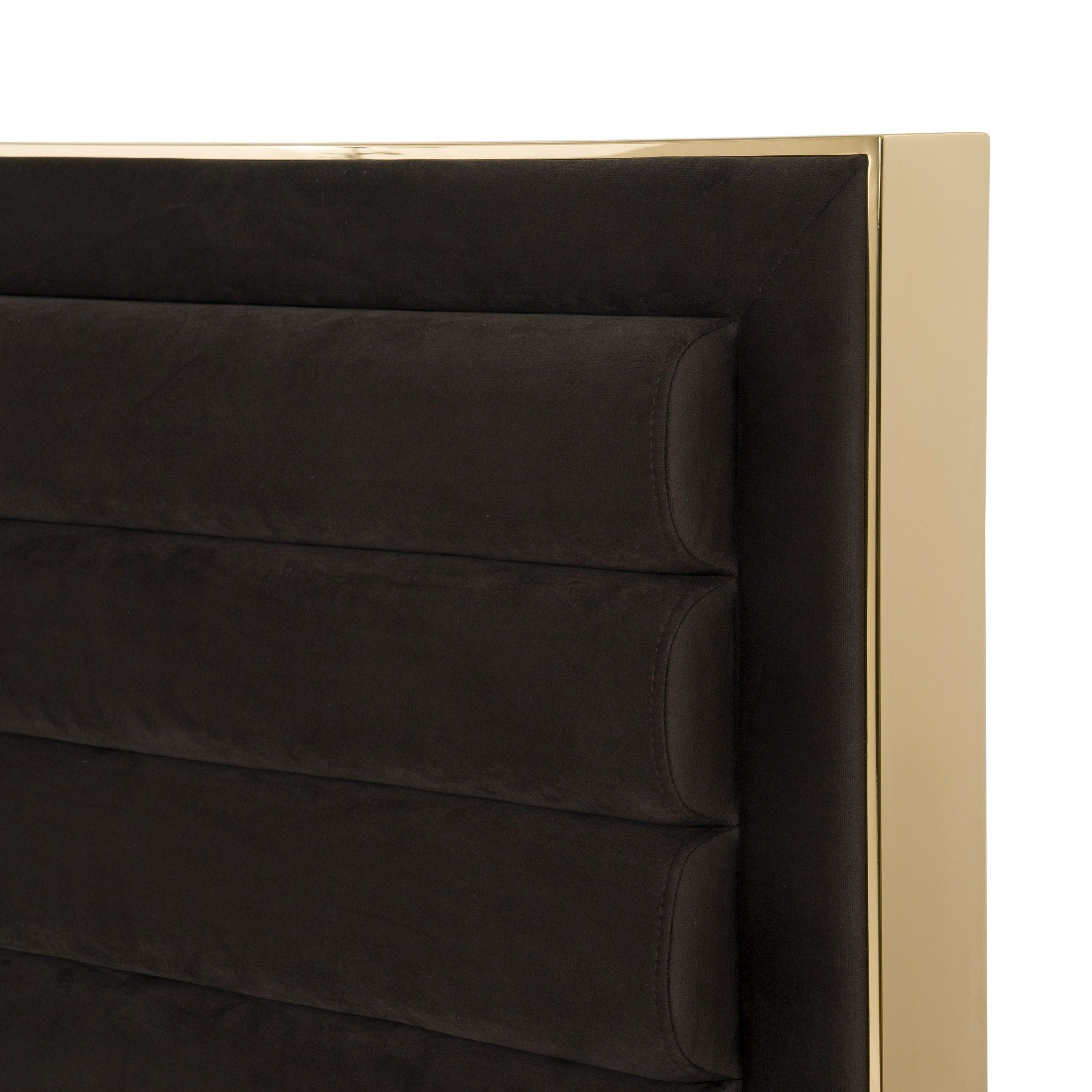 Daystar + Roma - Modern Dark Brown Velvet + Walnut 4-Piece Bedroom Set - Modern Dark Brown Velvet + Walnut 4 - Piece Bedroom Set