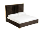 Daystar - Modern Dark Brown Velvet & Gold Bed - Modern Dark Brown Velvet & Gold Bed