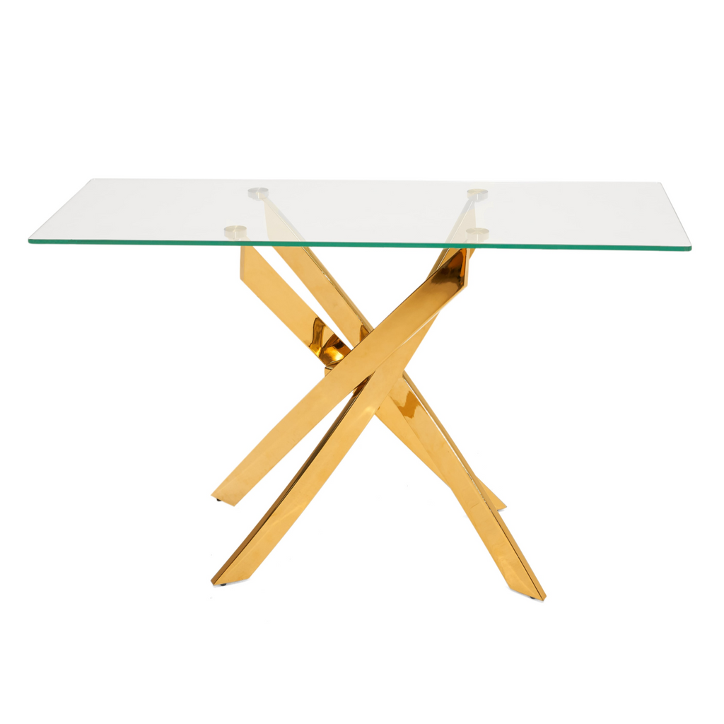 Pyrite Modern Glass and Gold Console Table