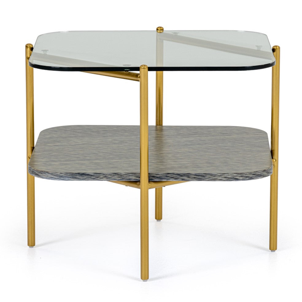 Cari - Glam Gold + Glass End Table