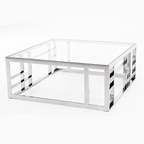 Stephen - Modern Glass & Stainless Steel Square Coffee Table