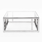 Stephen - Modern Glass & Stainless Steel Square Coffee Table