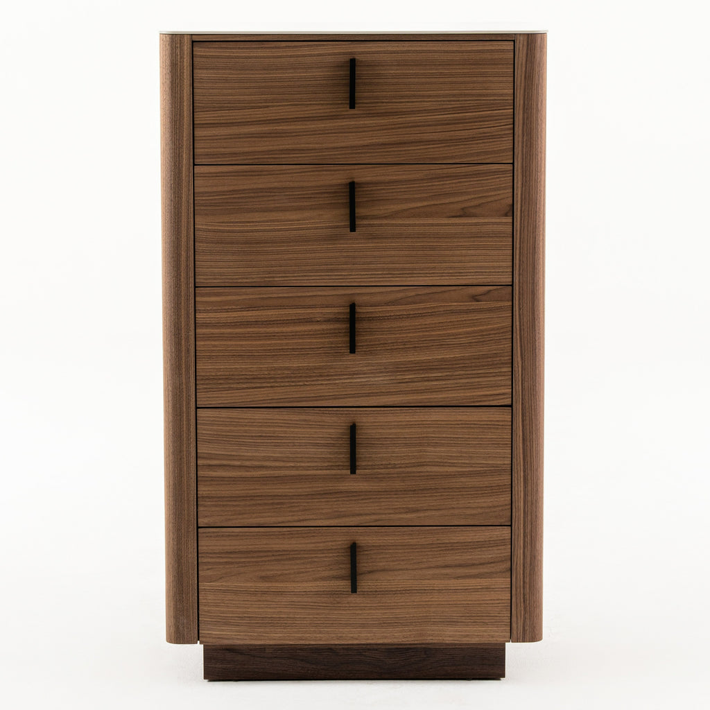 Chelton - Contemporary Walnut and White Ceramic Chest