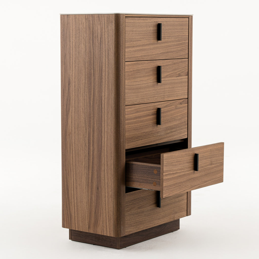 Chelton - Contemporary Walnut and White Ceramic Chest