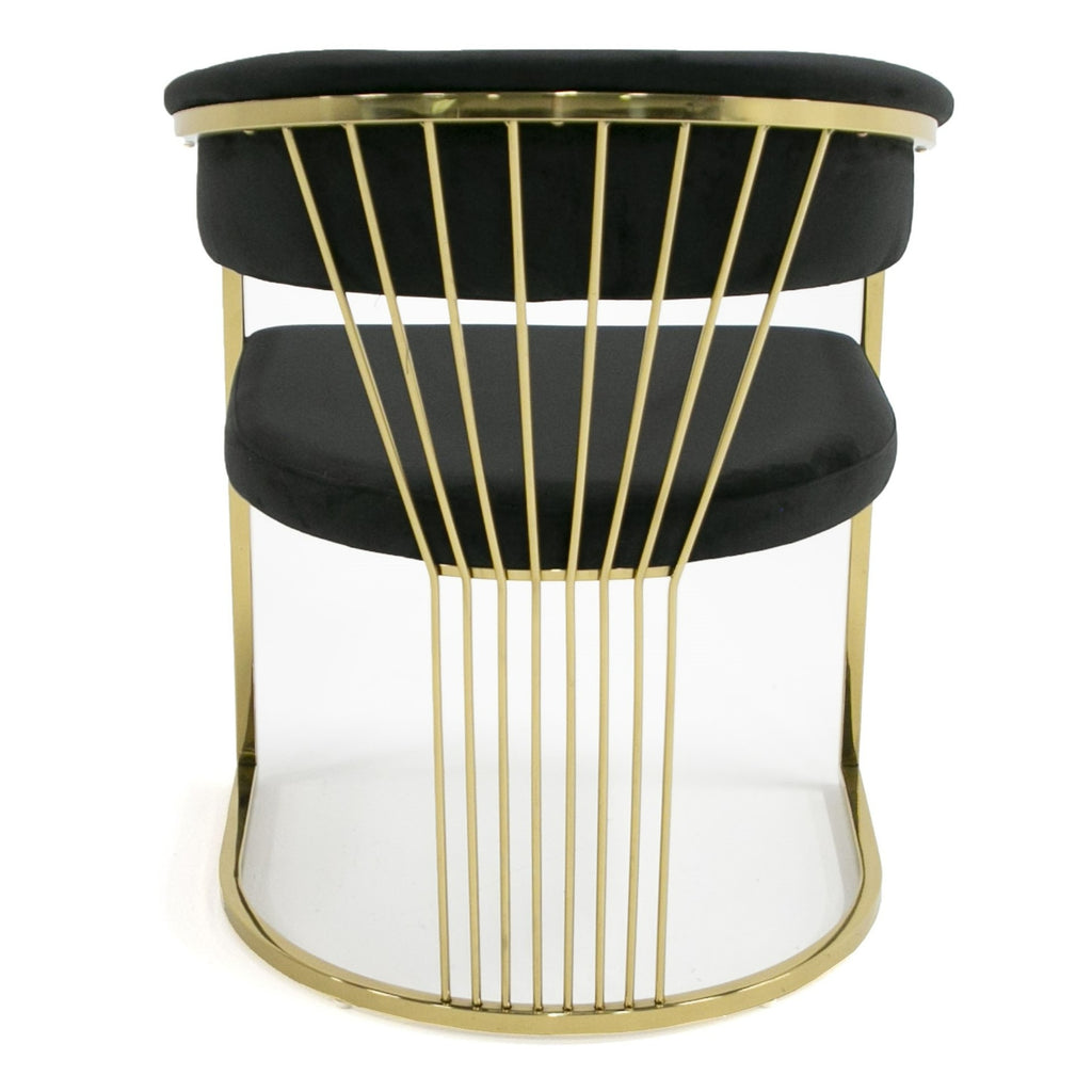 Linda - Modern Black Velvet and Gold Dining Chair