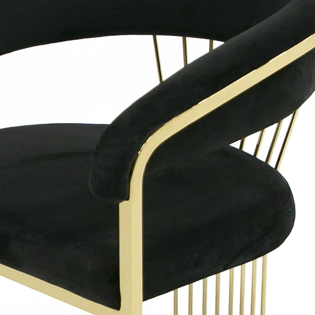 Linda - Modern Black Velvet and Gold Dining Chair
