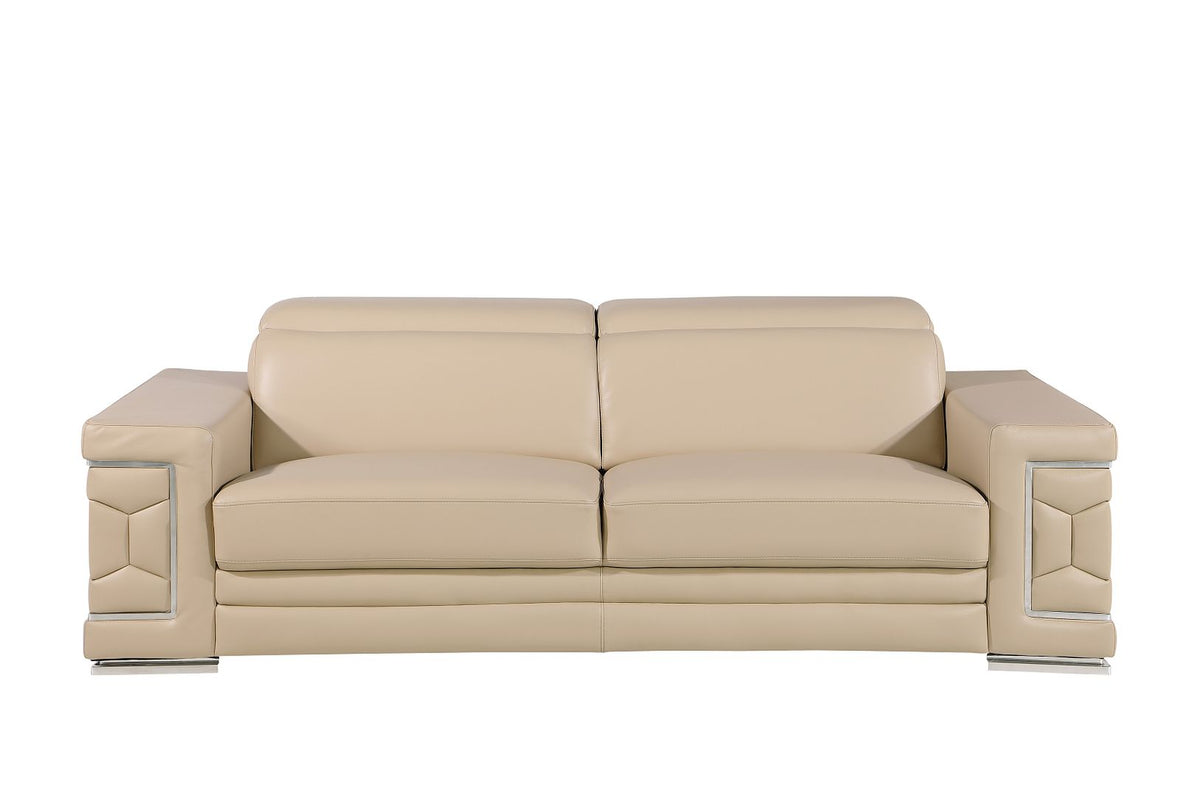 296 Modern Genuine Leather Sofa - Beige - SKU 296-BEIGE-S