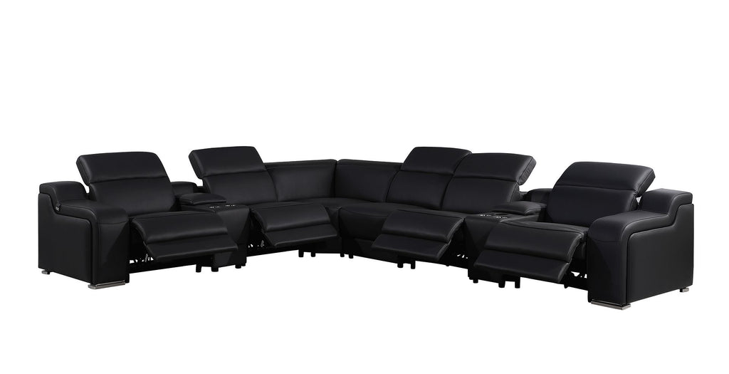 1116 Divanitalia 8-Piece L-Shaped Sectional Sofa in Top Grain Italian Leather with 4 Power Recliners & Power Headrests - Black - SKU 1116-BLACK-8PC-4PWR-SECTIONAL - GROUP - view 3