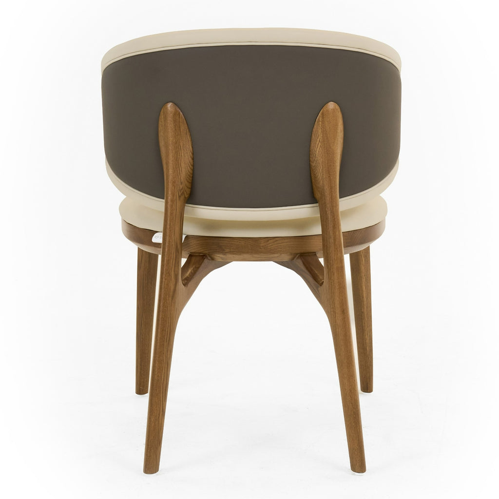 Chance - Contemporary Cream and Brown Leatherette Walnut Dining Chair