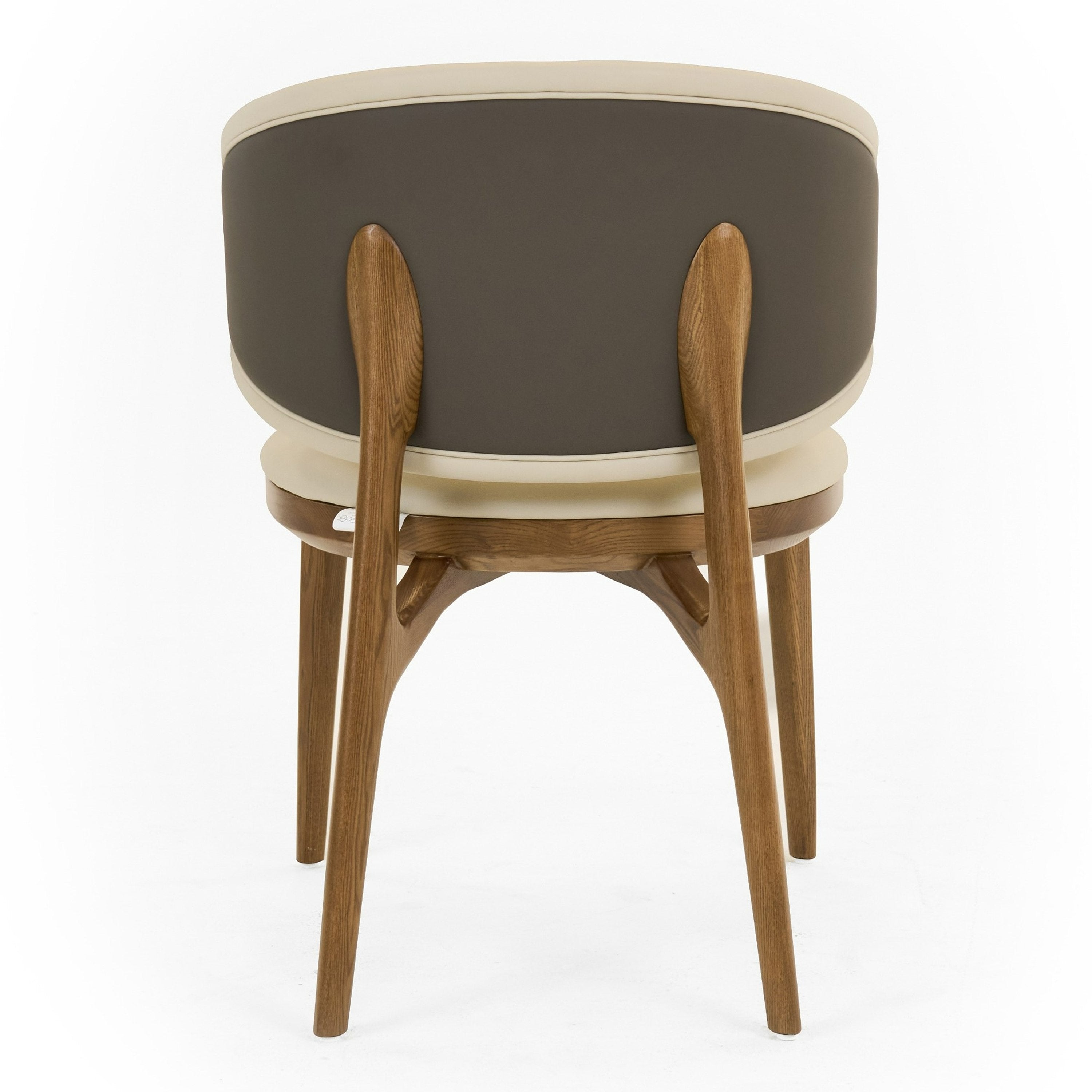 Chance - Contemporary Cream and Brown Leatherette Walnut Dining Chair
