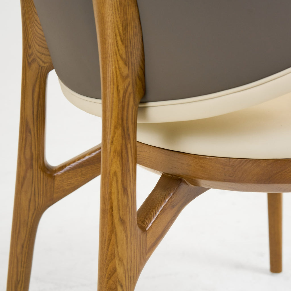 Chance - Contemporary Cream and Brown Leatherette Walnut Dining Chair