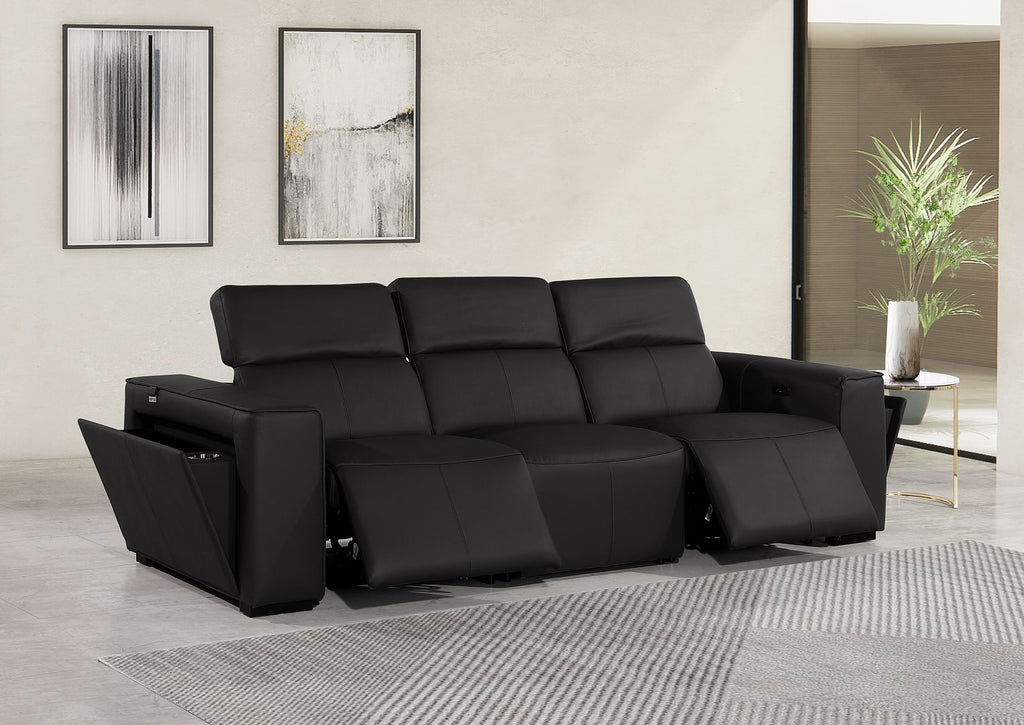 1224 Divanitalia 3-Piece Modular Power Reclining Sofa in Top Grain Italian Leather with 2 Power Recliners & Power Headrests