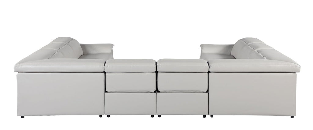 9762 Divanitalia 8-Piece U-Shaped Top Grain Italian Leather Sectional Sofa with 4 Power Recliners