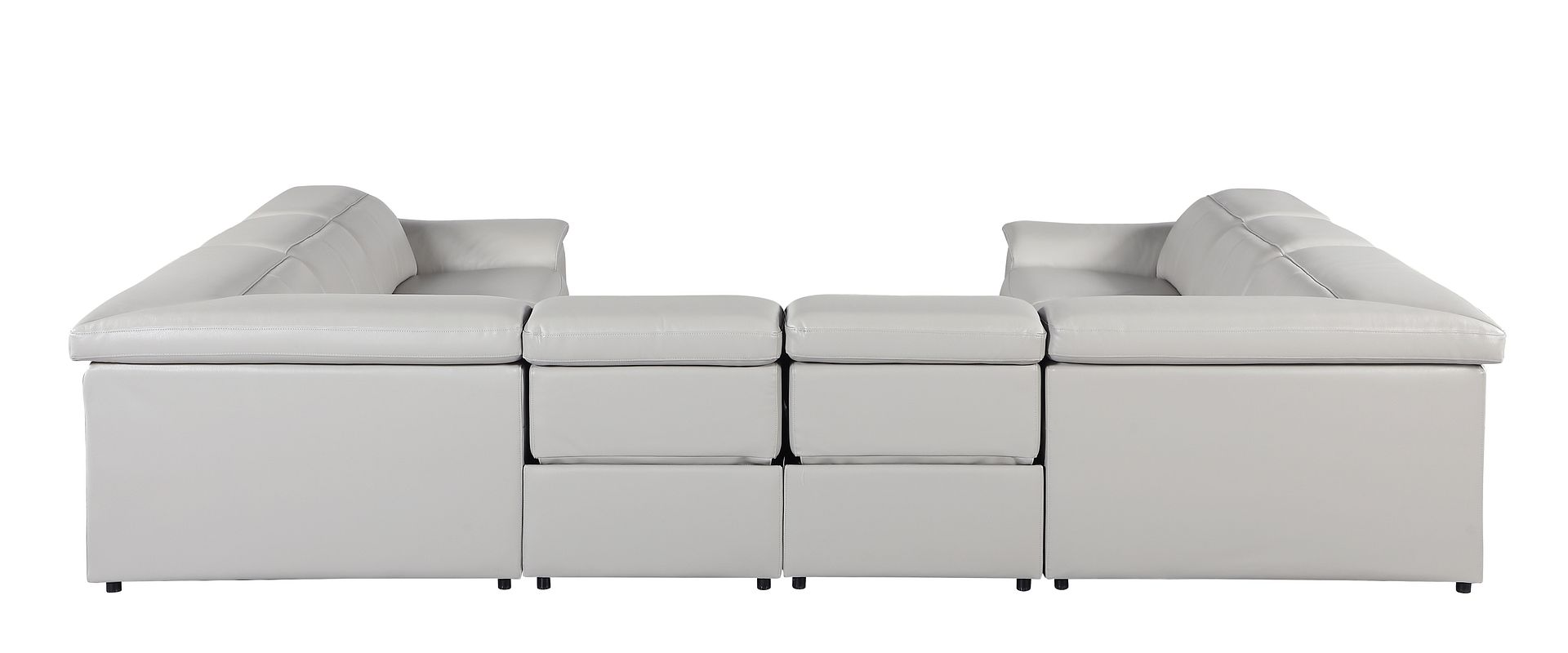 9762 Divanitalia 8-Piece U-Shaped Top Grain Italian Leather Sectional Sofa with 4 Power Recliners