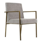 Burnham - Modern Light Grey & Brass Arm Dining Chair