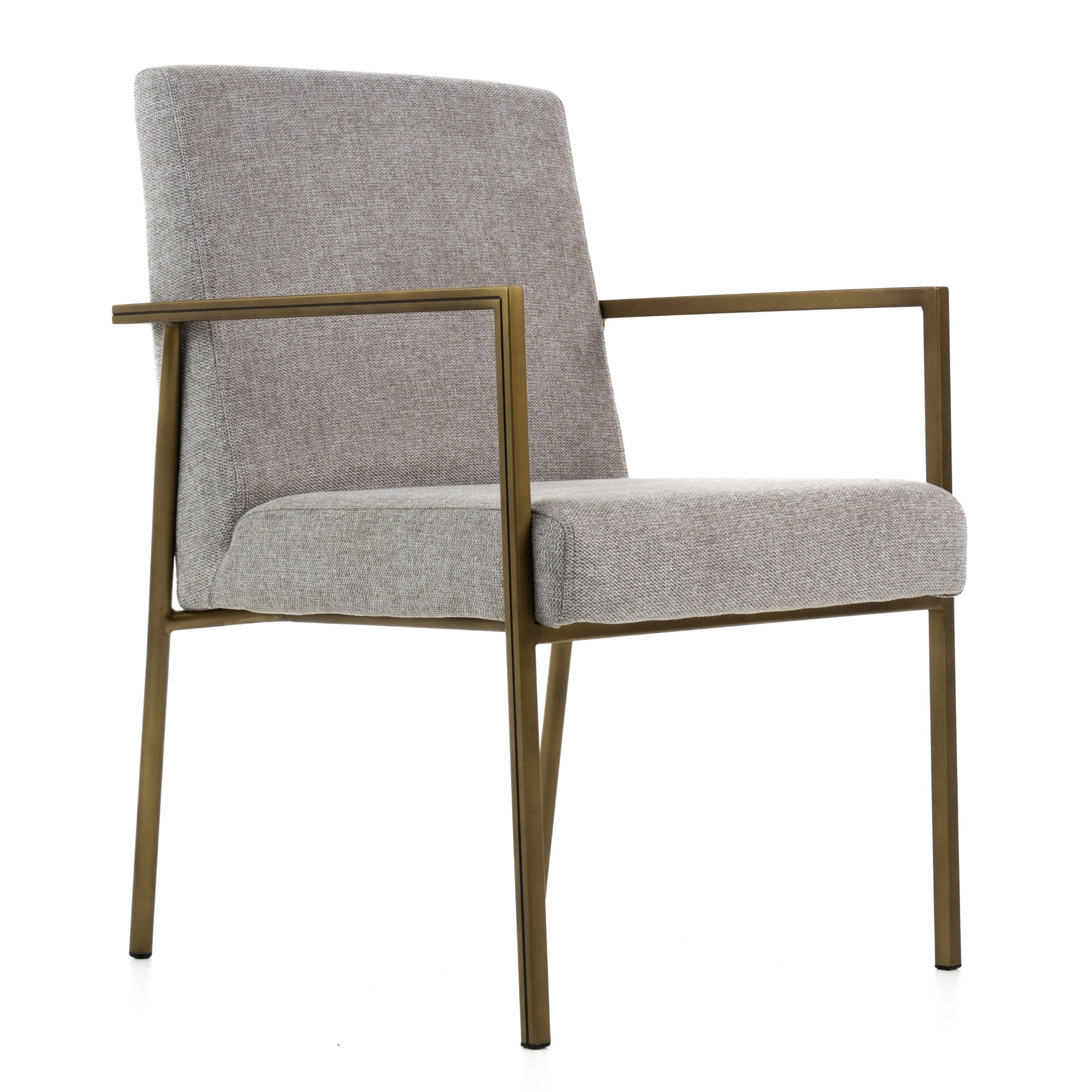 Burnham - Modern Light Grey & Brass Arm Dining Chair