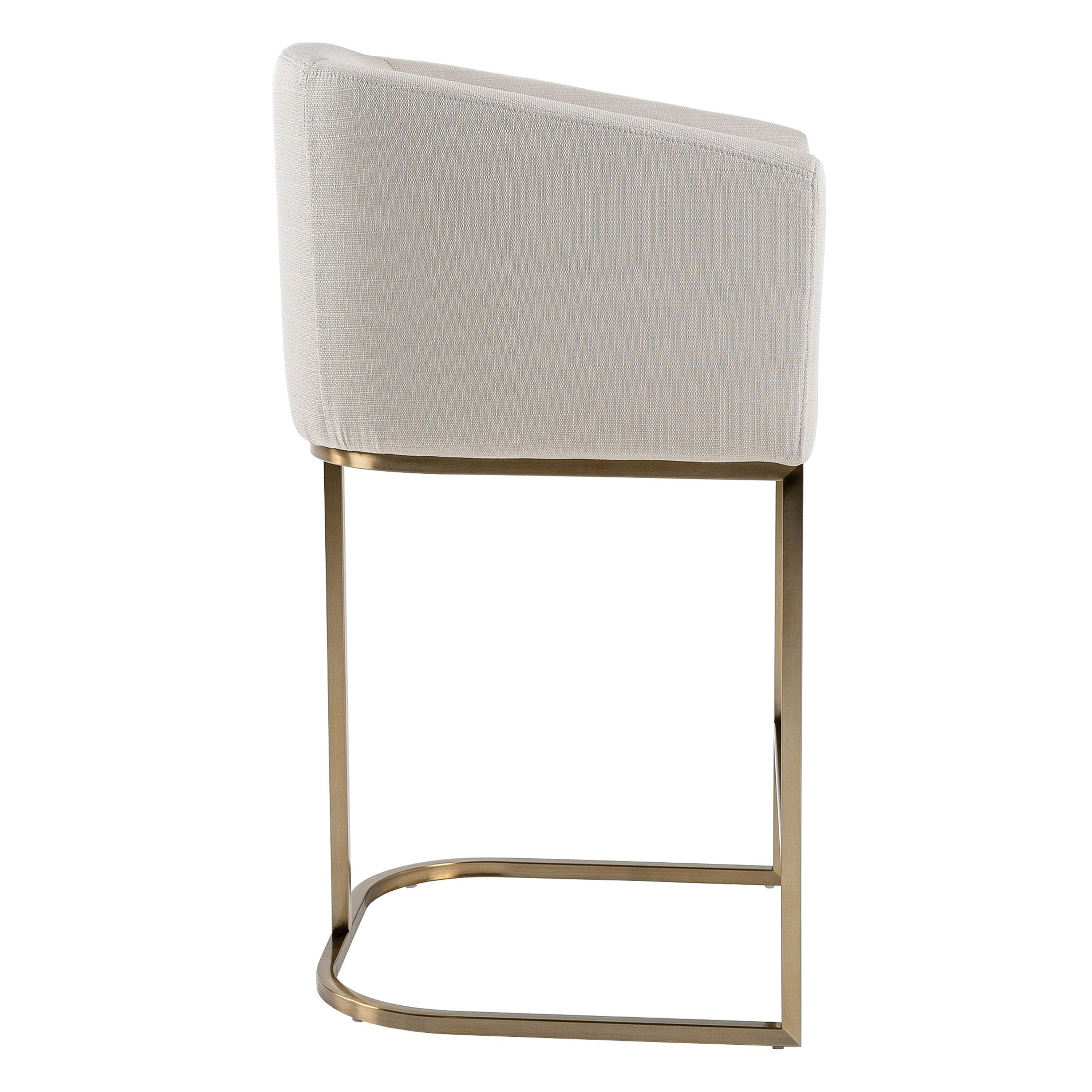 Yukon - Modern Off White Fabric & Brushed Brass Counter Chair