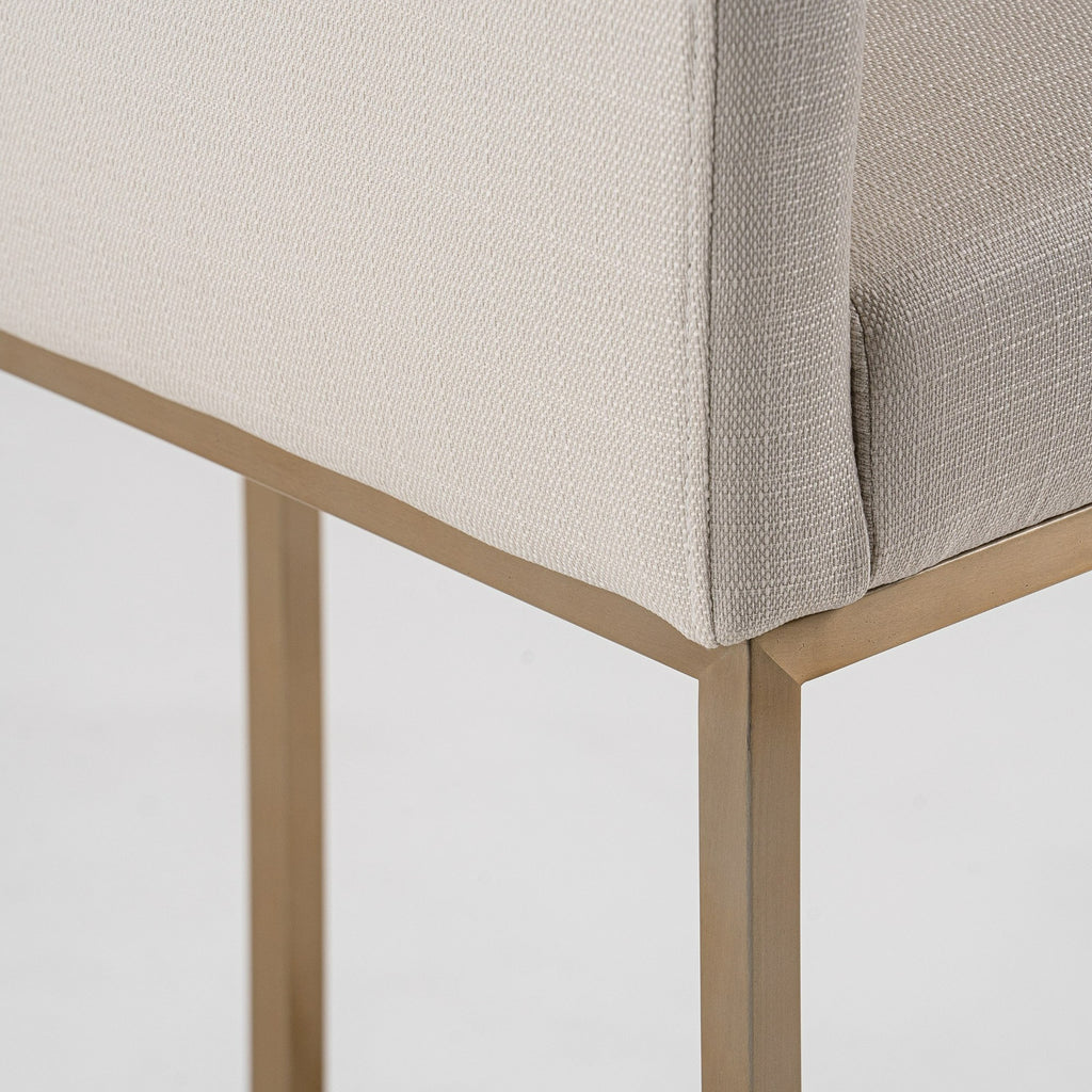 Yukon - Modern Off White Fabric & Brushed Brass Counter Chair
