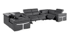 1126 Divanitalia 8-Piece U-Shaped Sectional Sofa in Top Grain Italian Leather with 4 Power Recliners & Power Headrests