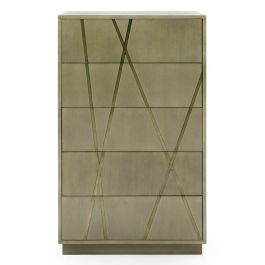 Nixa - Modern Wide Birch + Brushed Bronze Chest