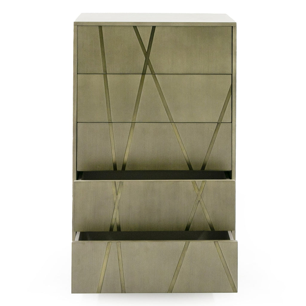Nixa - Modern Wide Birch + Brushed Bronze Chest