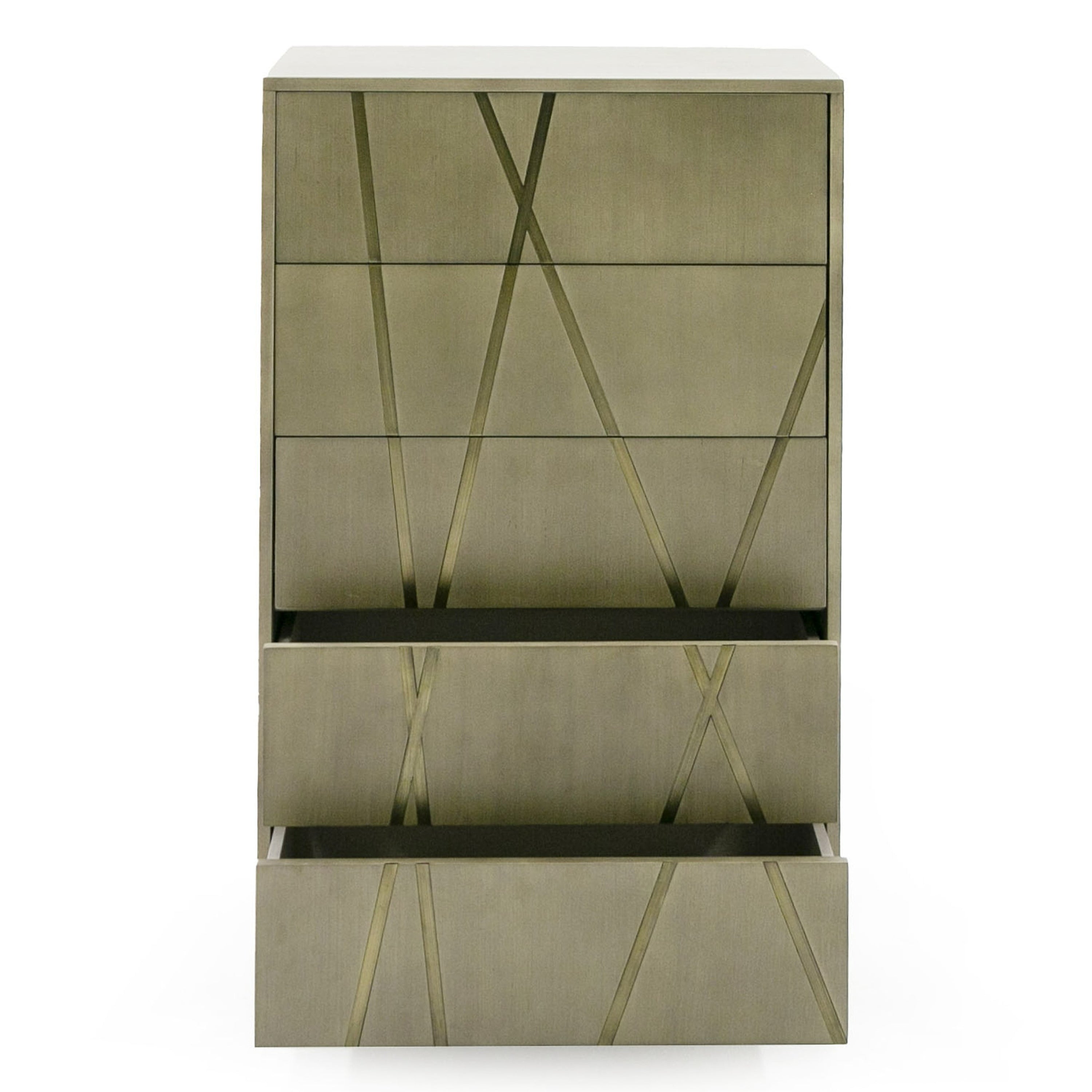 Nixa - Modern Wide Birch + Brushed Bronze Chest