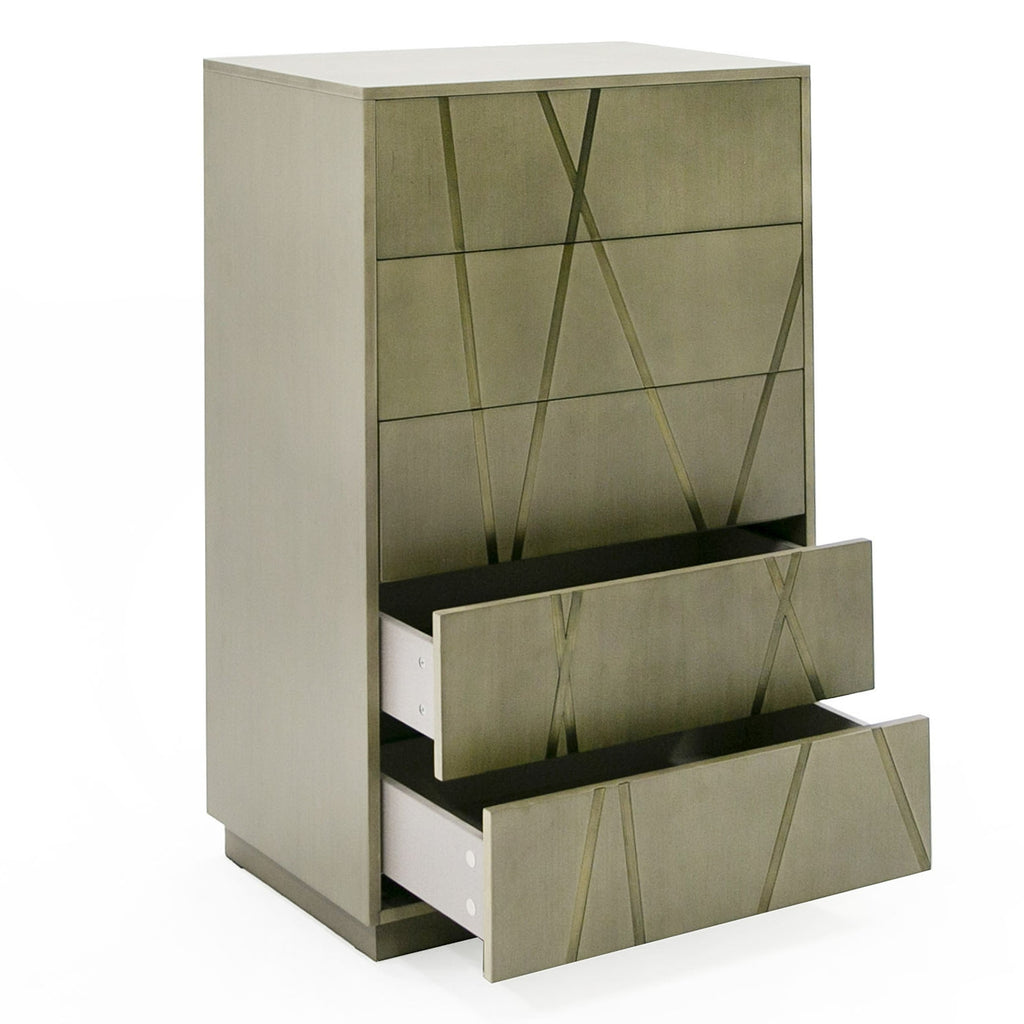 Nixa - Modern Wide Birch + Brushed Bronze Chest