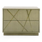 Nixa - Modern Wide Birch + Brushed Bronze Nightstand