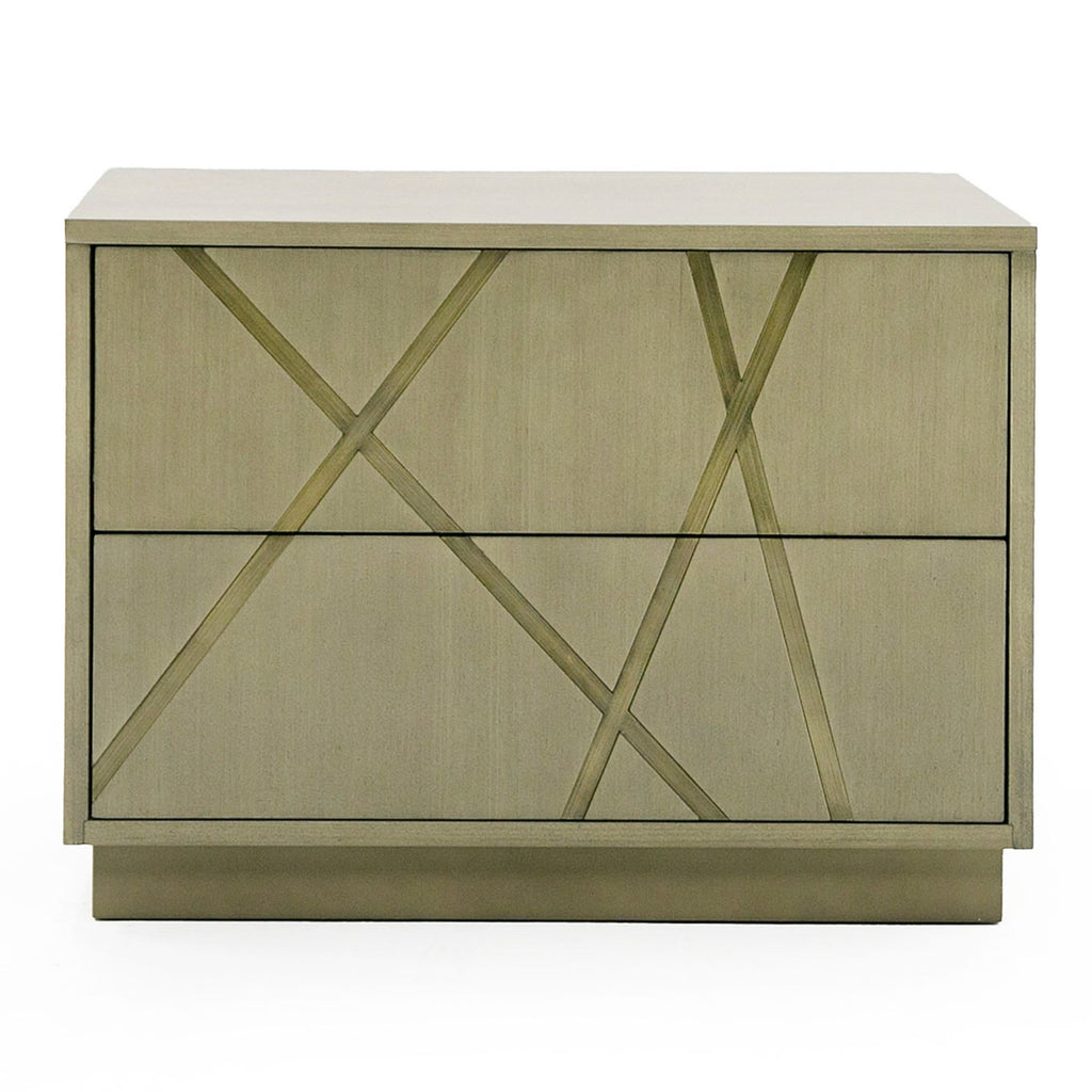 Nixa - Modern Wide Birch + Brushed Bronze Nightstand
