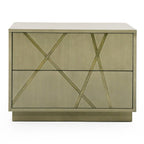 Nixa - Modern Wide Birch + Brushed Bronze Nightstand
